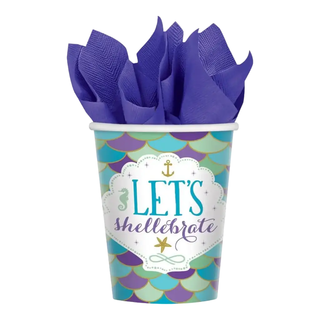 Gobelet en papier Sirène Let&#39;s Shellebrate (Lot de 8)