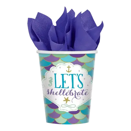Gobelet en papier Sirène Let's Shellebrate (Lot de 8)
