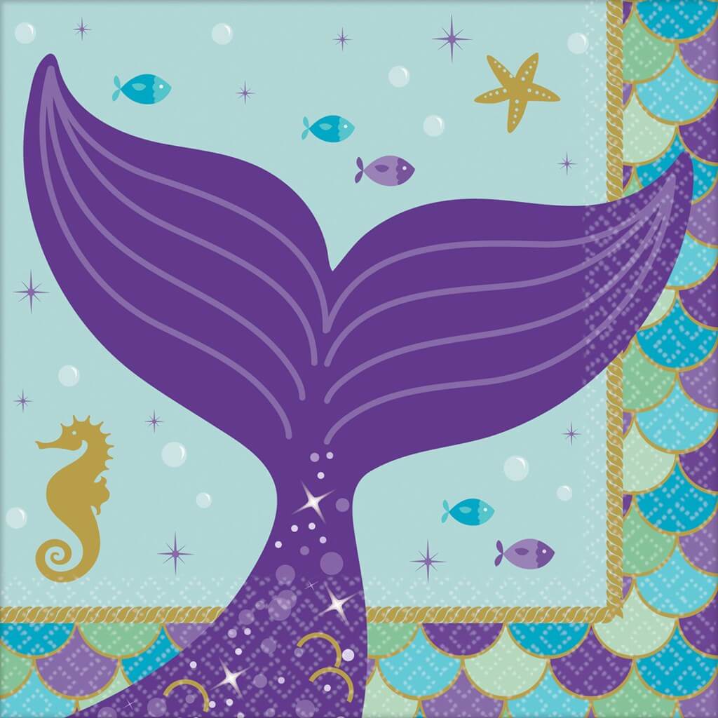 Serviette en papier Sirène Let's Shellebrate 25x25cm 