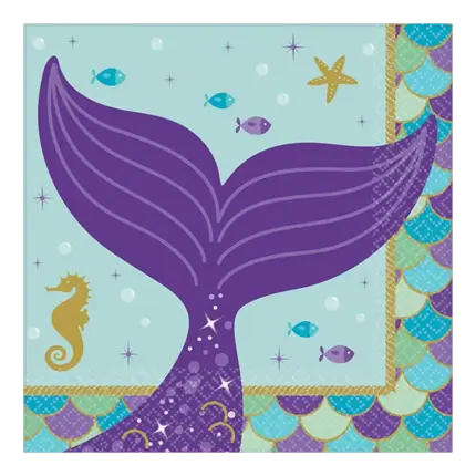 Serviette en papier Sirène Let's Shellebrate 25x25cm