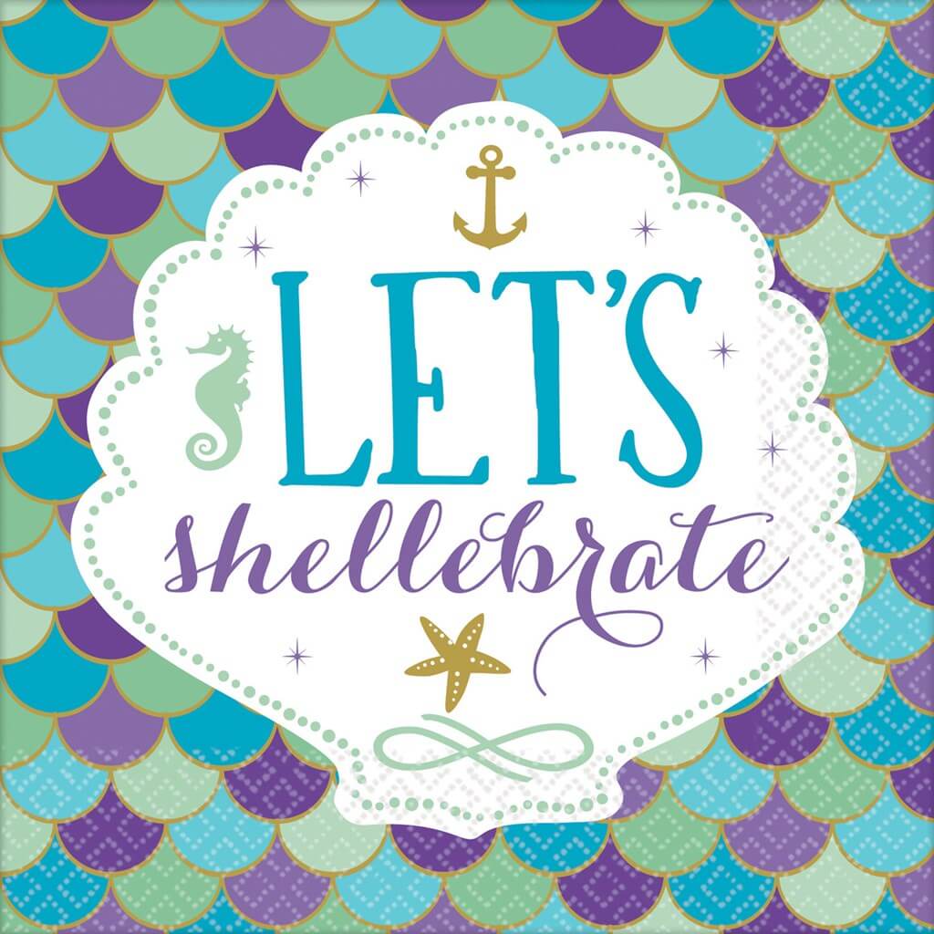 Serviette en papier Sirène Let's Shellebrate 33x33cm 