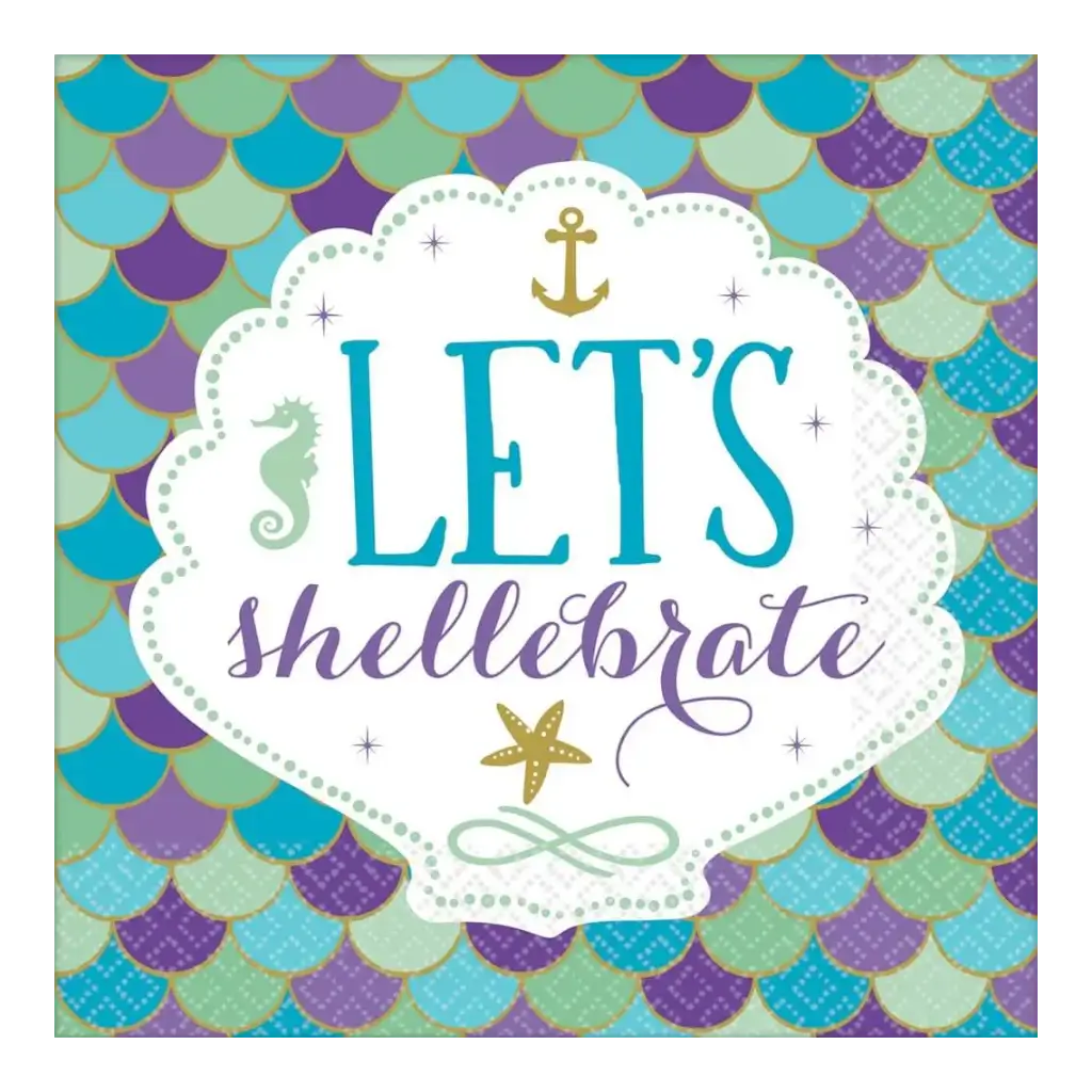 Serviette en papier Sirène Let&#39;s Shellebrate 33x33cm 