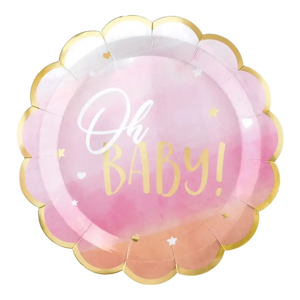 Assiette en papier Oh Baby Girl (Lot de 8) 