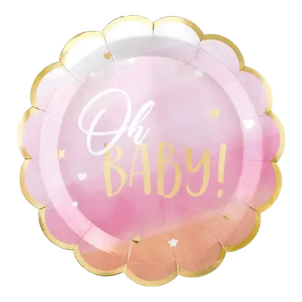 Assiette en papier Oh Baby Girl (Lot de 8) 