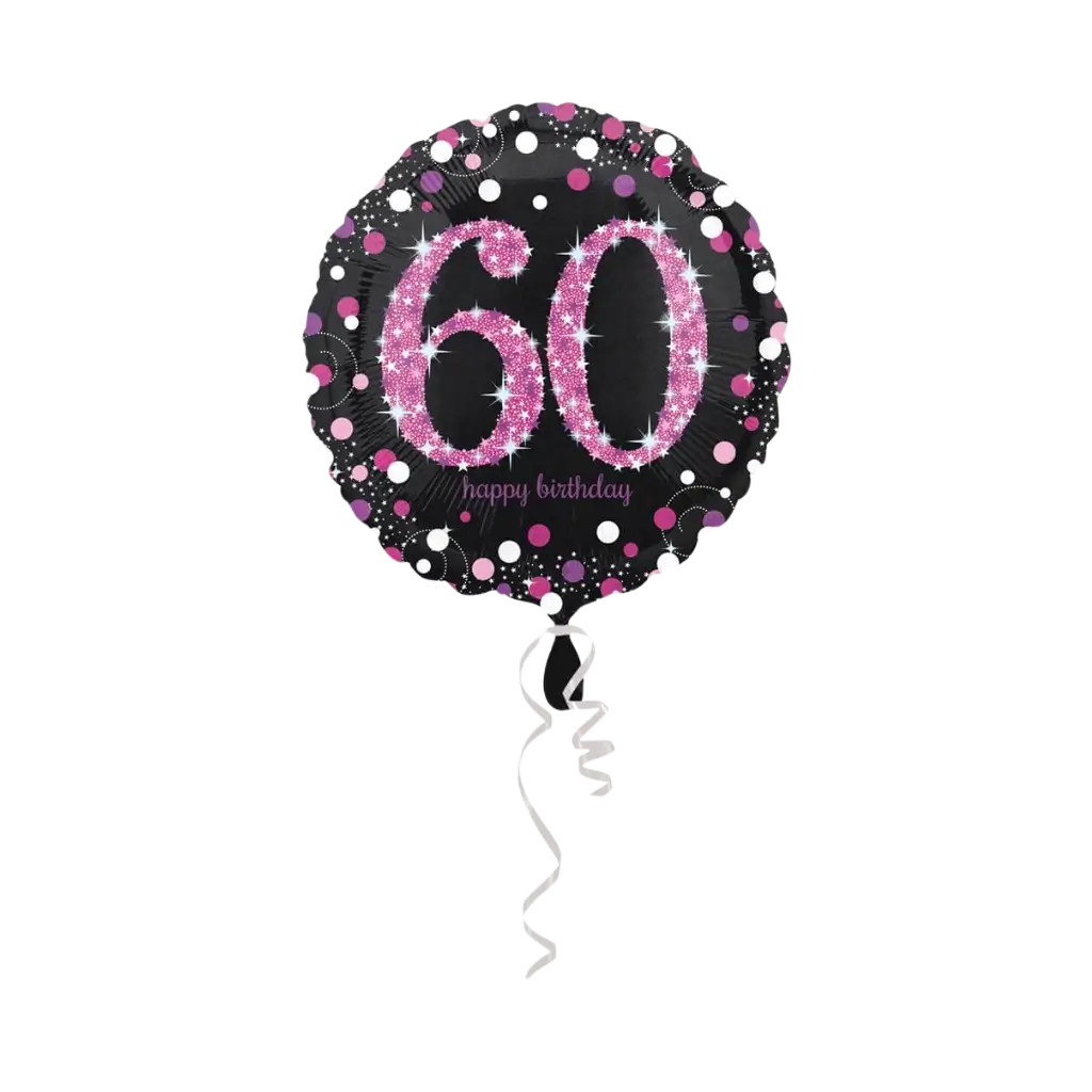 Ballon Anniversaire rond 60 ans rose