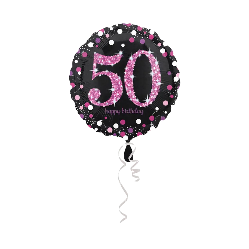 Ballon Anniversaire rond 50 ans rose