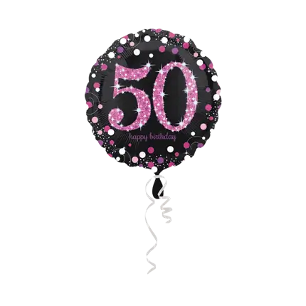 Ballon Anniversaire rond 50 ans rose