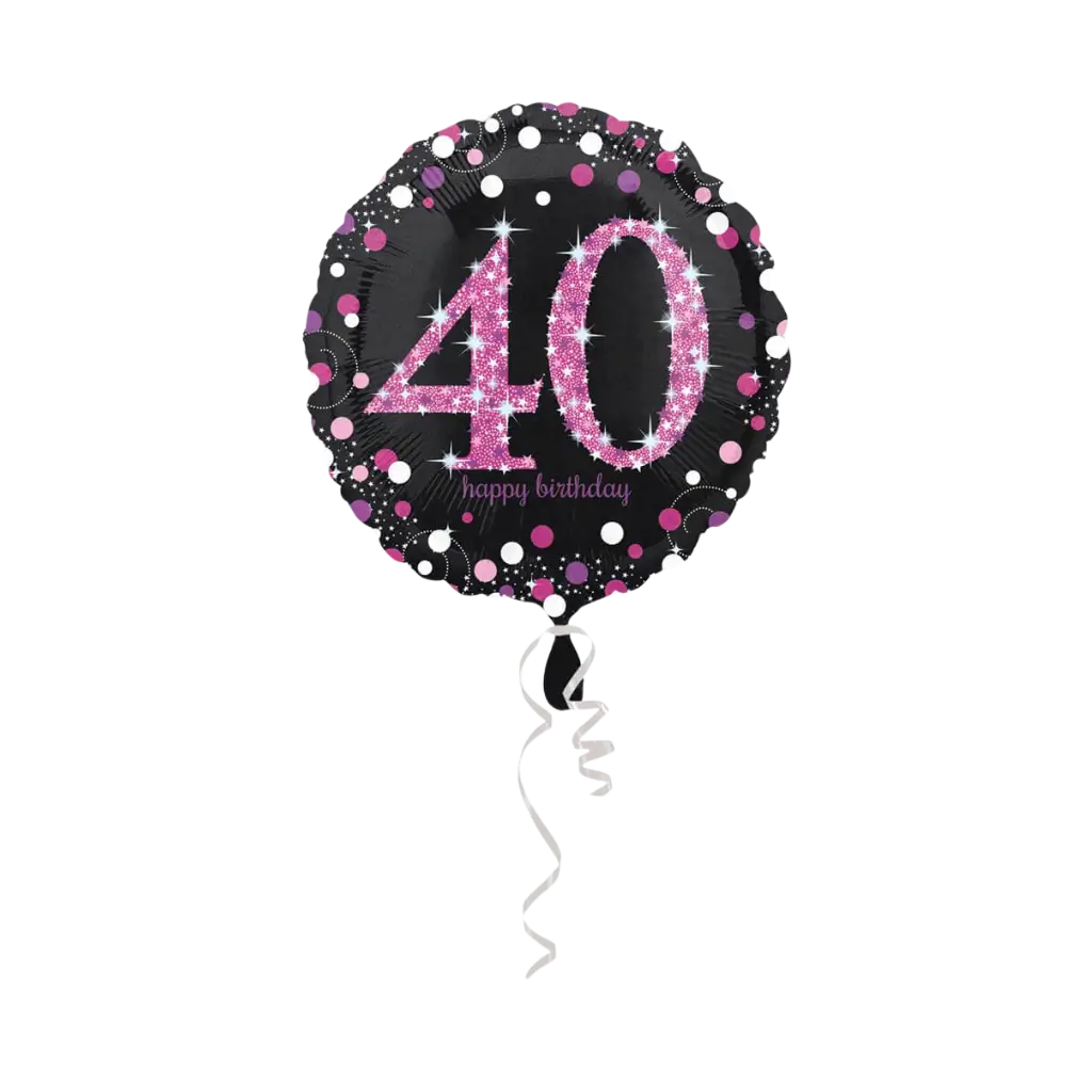 Ballon Anniversaire rond 40 ans rose