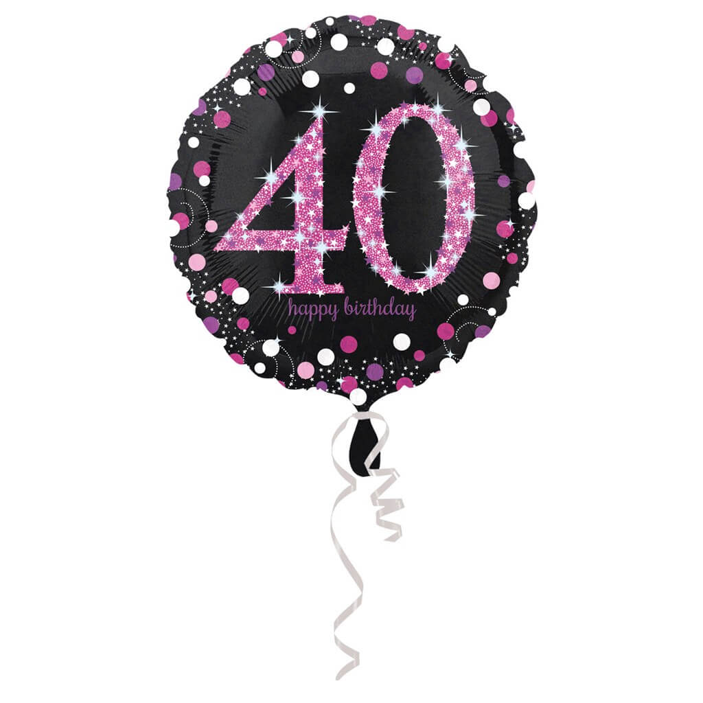 Ballon Anniversaire rond 40 ans rose