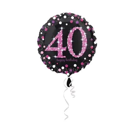 Ballon Anniversaire rond 40 ans rose