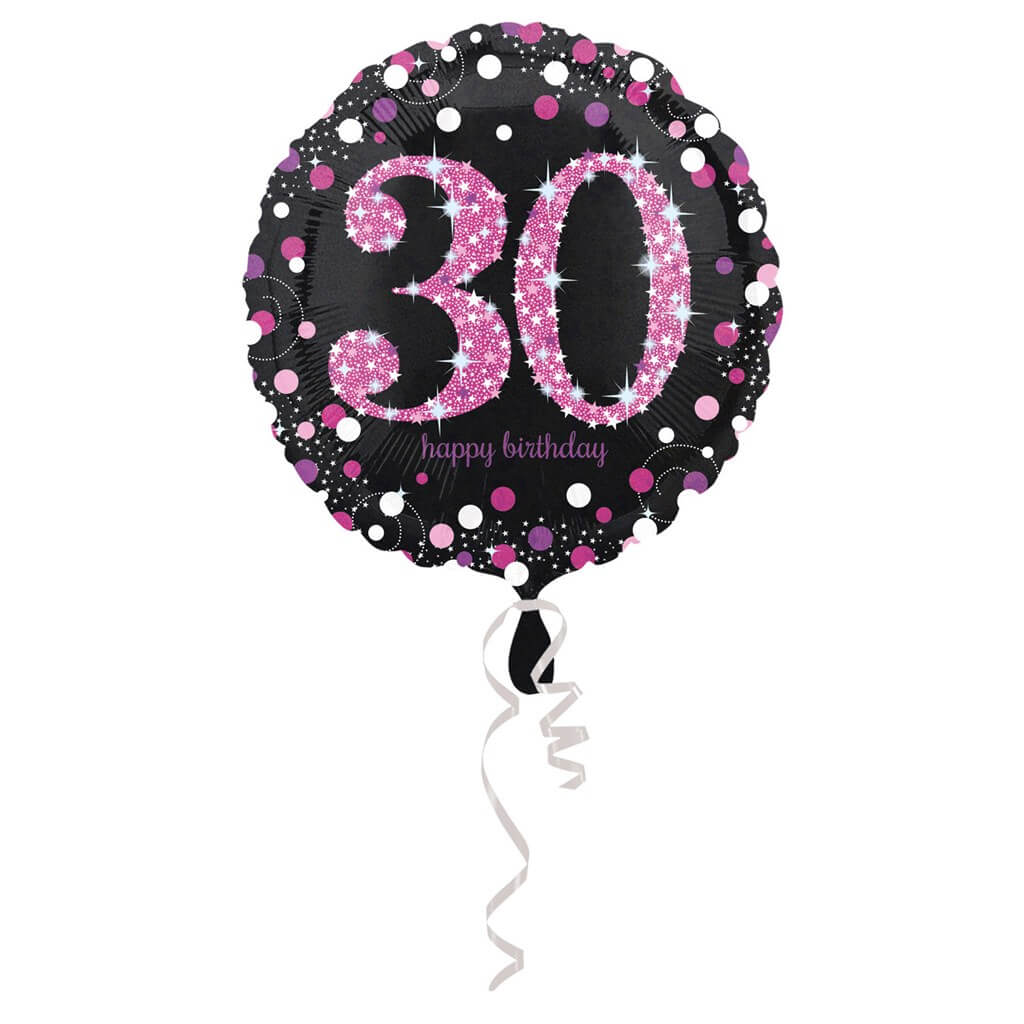 Ballon Anniversaire rond 30 ans rose 