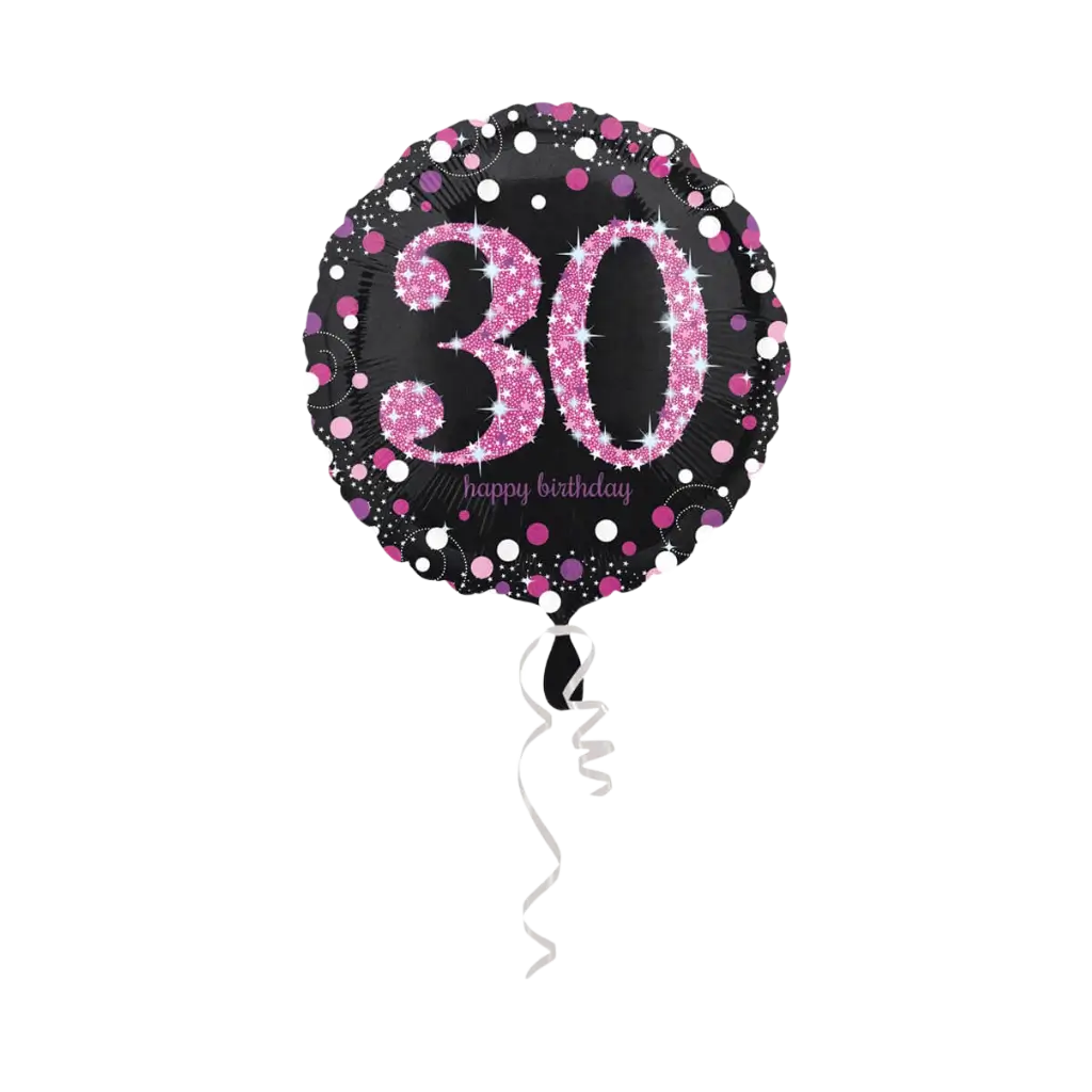 Ballon Anniversaire rond 30 ans rose 