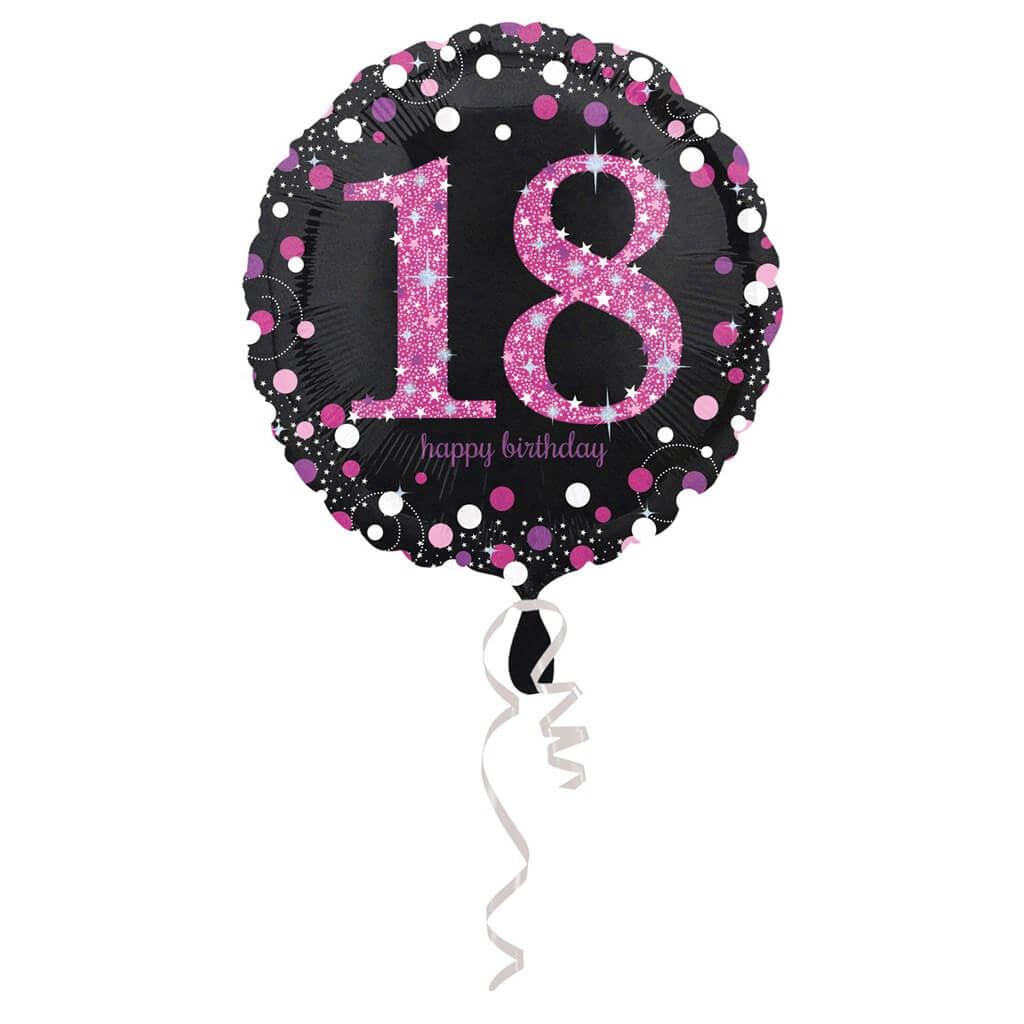Ballon Anniversaire rond 18 ans rose 