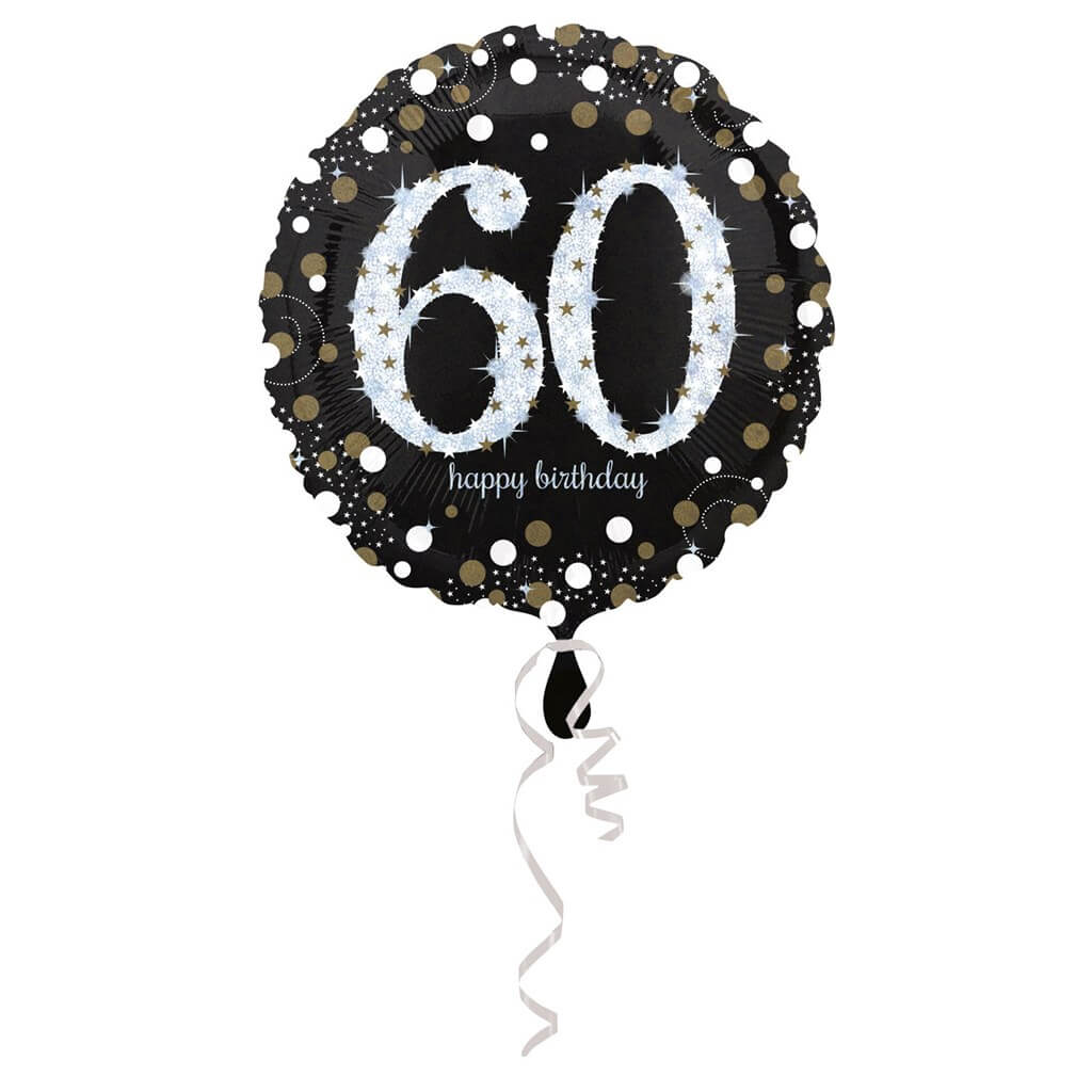 Ballon Anniversaire rond 60 ans argent : Décorations anniversaire 60 ans  sur Sparklers Club