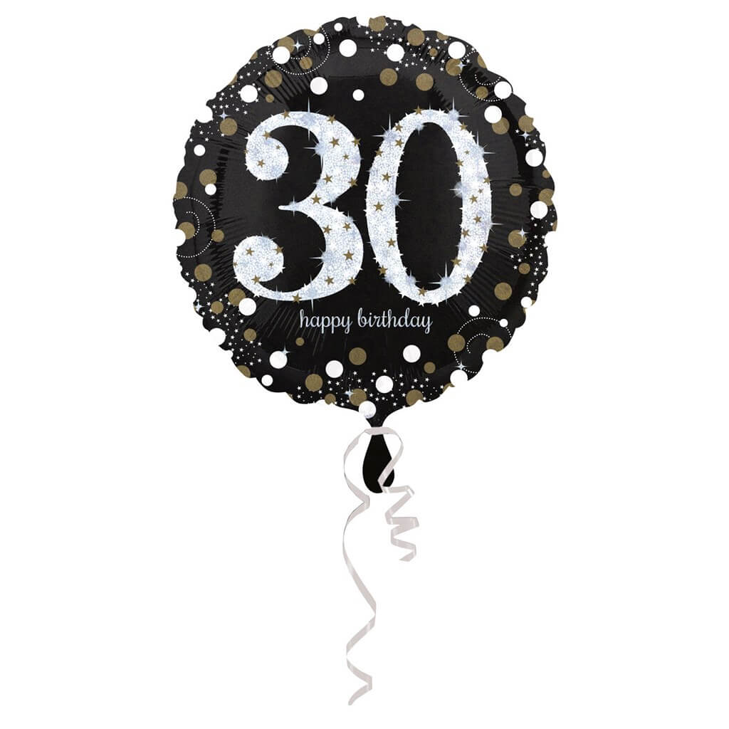 Ballons mylar argent anniversaire chiffre 30 ans