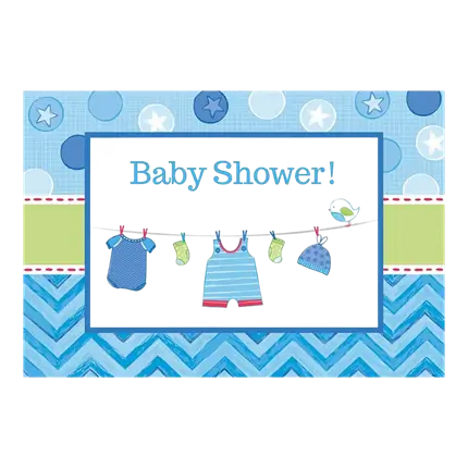 Invitation + Enveloppe Baby Shower Garçon (Lot de 8)