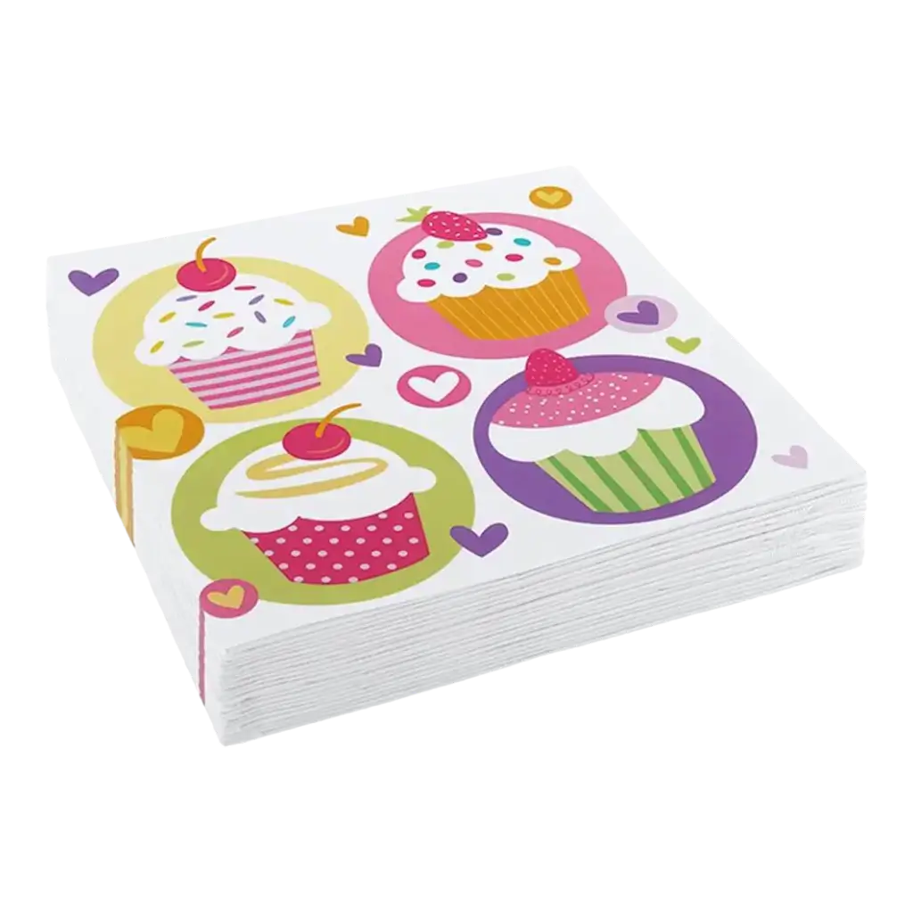 Serviette en papier motifs Cupcake (Lot de 20) 