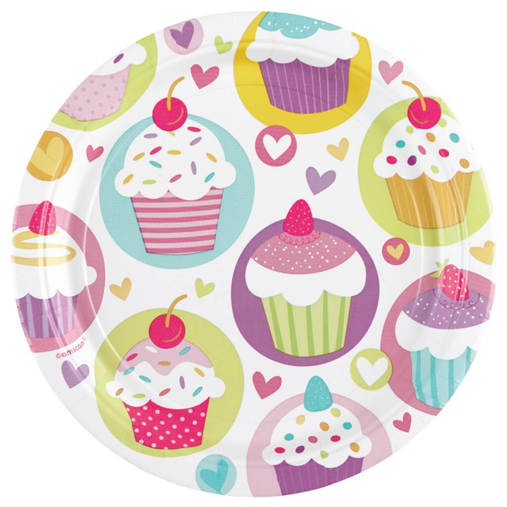 Assiette en papier motifs Cupcake ø23cm (Lot de 8)