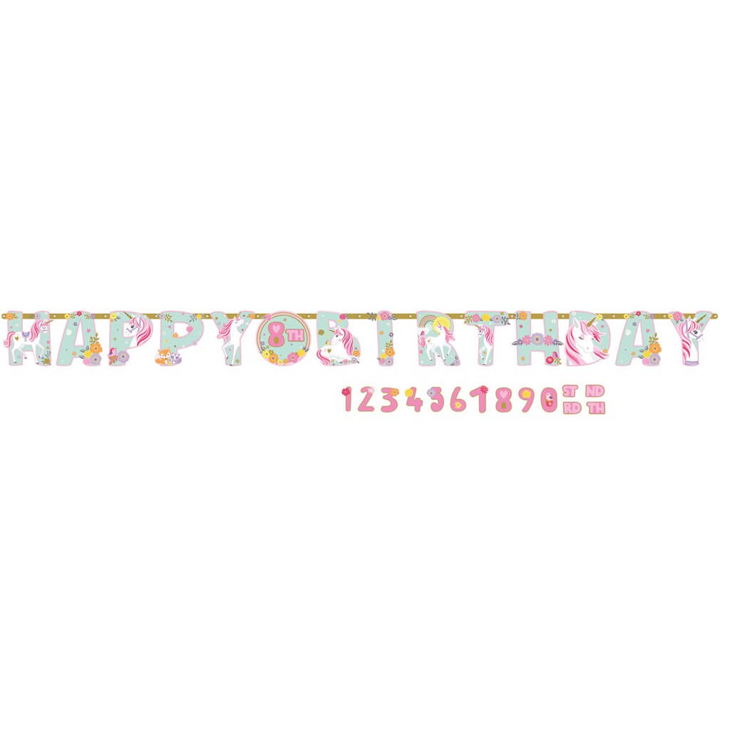 Guirlande Licorne Happy Birthday personnalisable 