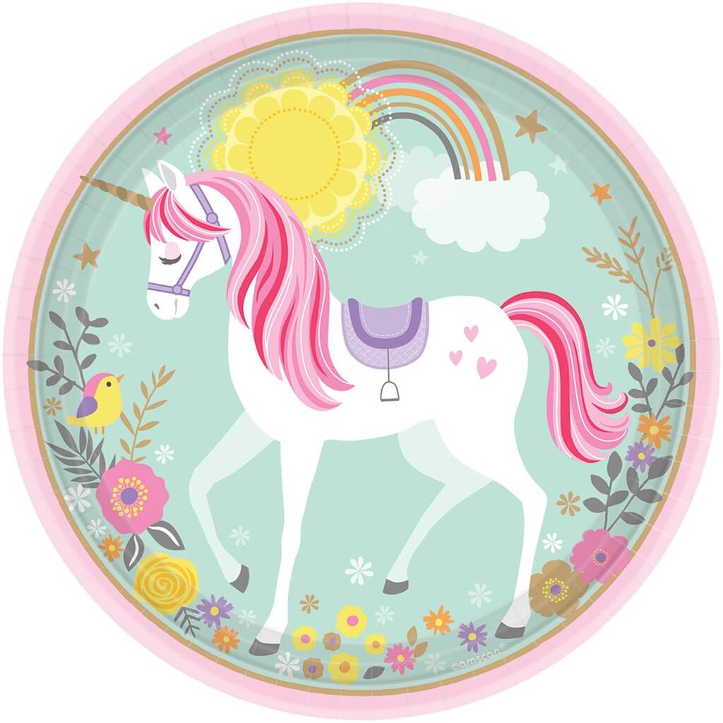 Assiette en papier Licorne Magique 
