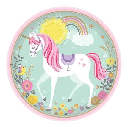 8 Assiettes en carton Licorne - Dragées Anahita