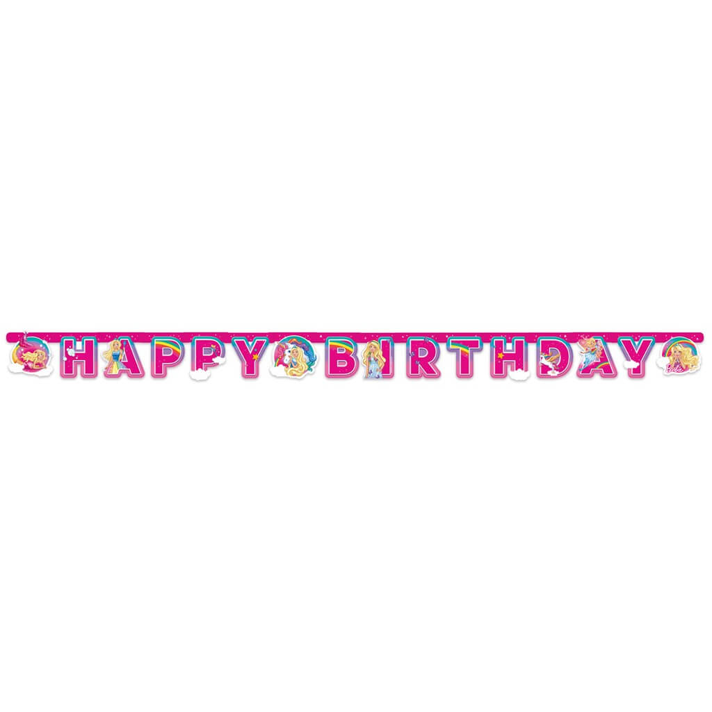Guirlande en papier Happy Birthday Barbie 