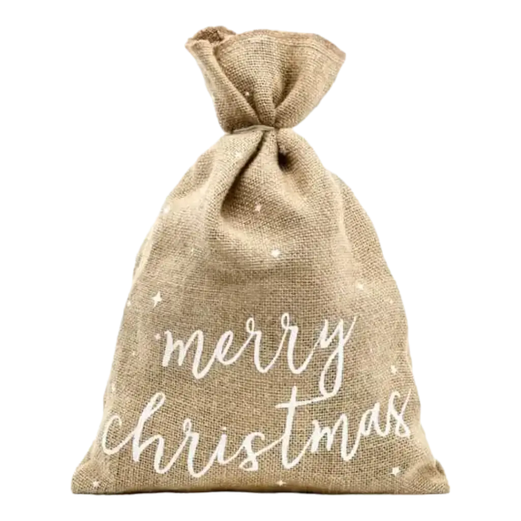 Sac en toile de jute naturelle Merry Christmas 