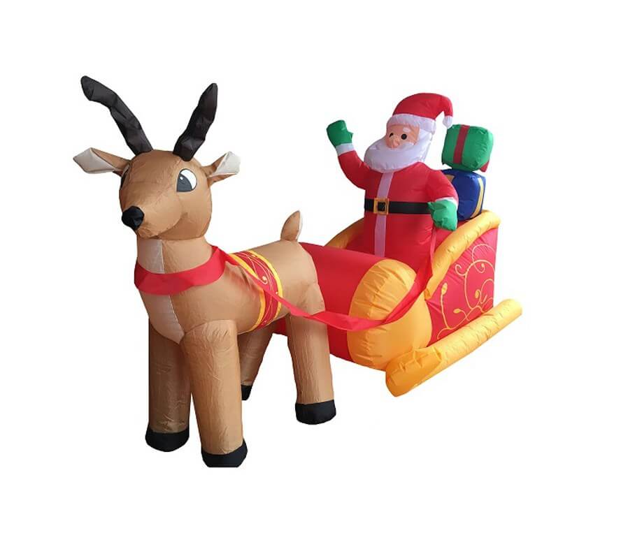 Train Du Père Noël Gonflable Lumineux (8 Pieds) Sur Roues Avec Bonbons – Neuf