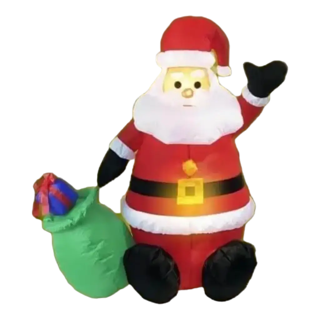 Père Noël gonflable lumineux avec hotte 120cm