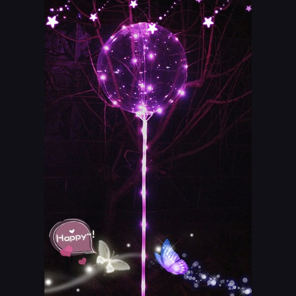 Ballon bulle LED lumineux Rose 