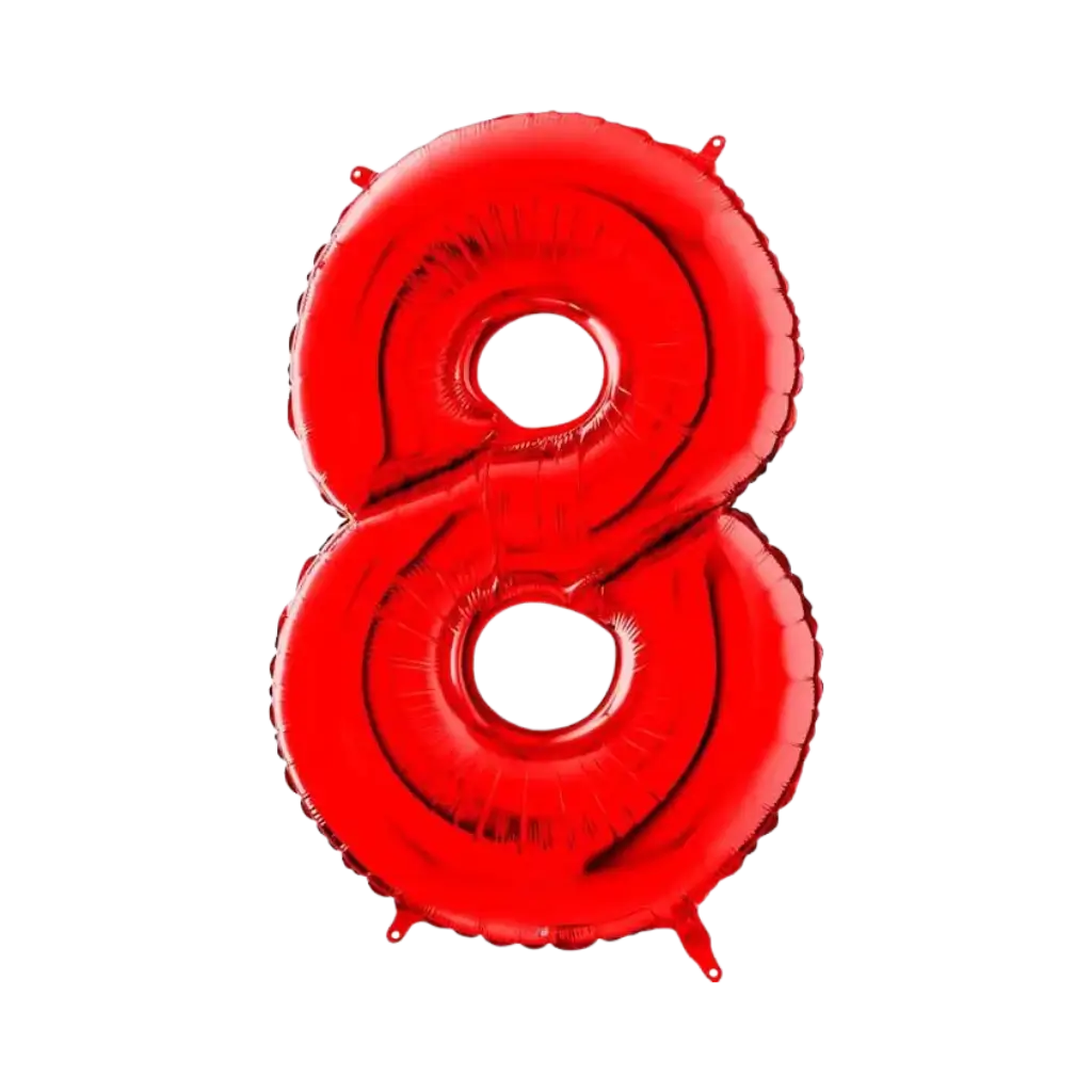 Ballon anniversaire chiffre 8 Rouge 102cm