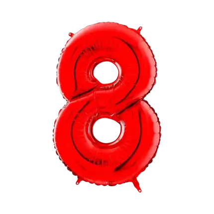Ballon anniversaire chiffre 8 Rouge 102cm