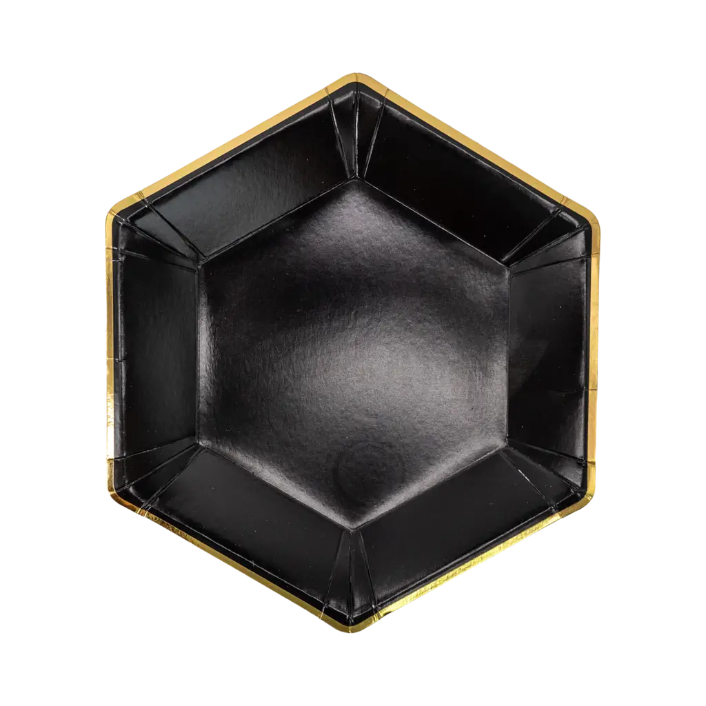 Assiette noir bord Or (Lot de 6) 