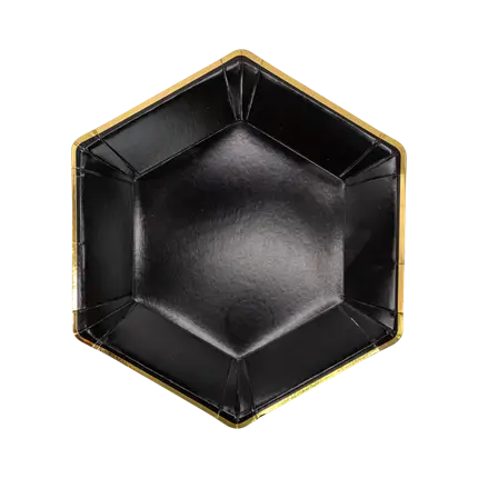 Assiette noir bord Or (Lot de 6)