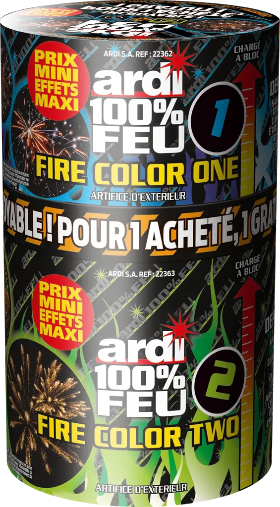 Feu d&#39;Artifice Compact ARDI® FIRE COLOR 1 &amp; 2 - Boîte de 2 feux / 31 Tirs