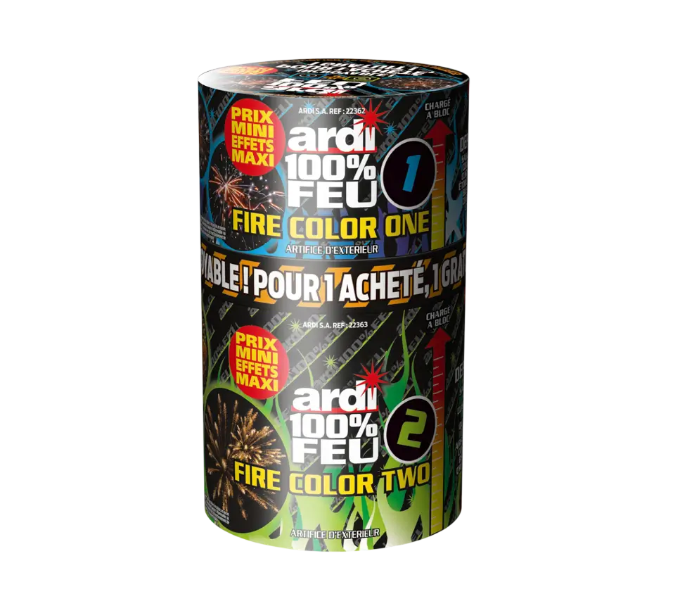 Feu d'Artifice Compact ARDI® FIRE COLOR 1 &amp; 2 - Boîte de 2 feux / 31 Tirs