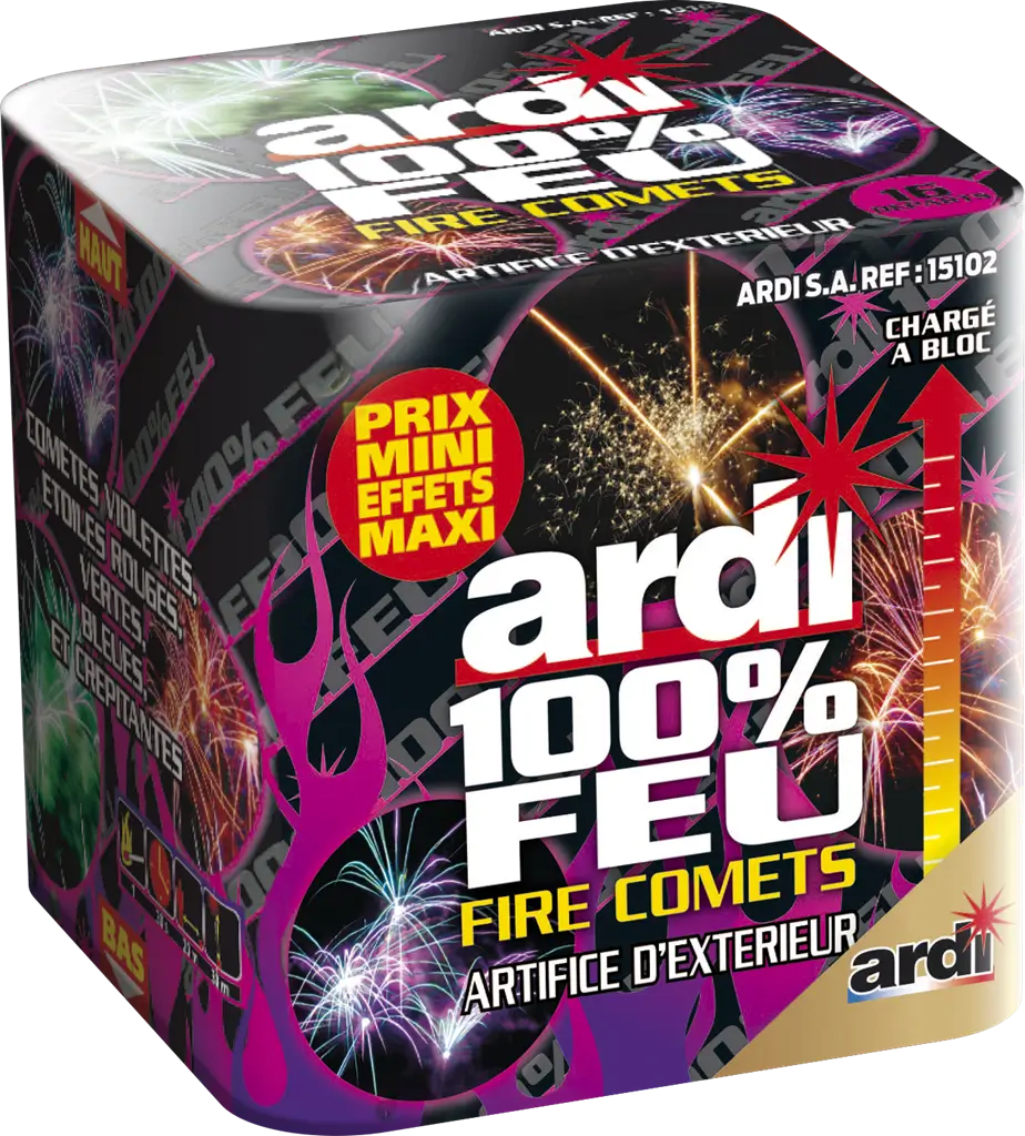 Feu d&#39;Artifice Compact ARDI® 100% FEU - FIRE COMETS - 16 Tirs - 30 secondes