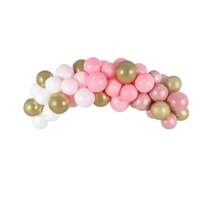 Demi Arche de Ballons couleur Rose, Blanc et Or