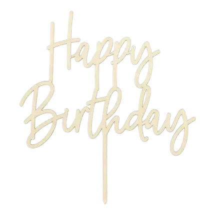 DÉCORATION POUR GÂTEAU HAPPY BIRTHDAY EN BOIS 