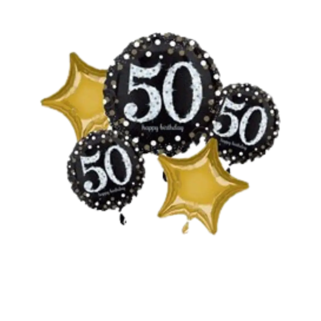 Bouquet de 5 ballons Birthday 50 ans 