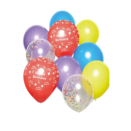 Bouquet de 10 ballons Happy Birthday multicolores