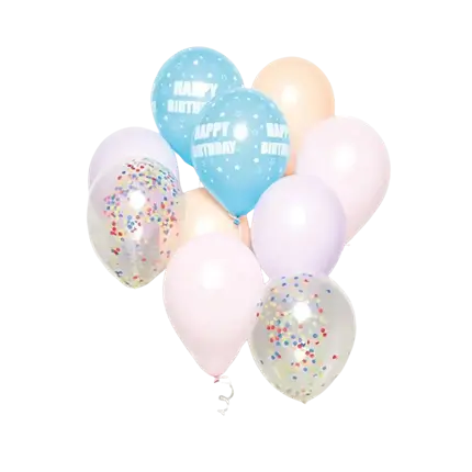 Bouquet de 10 ballons Happy Birthday bleus