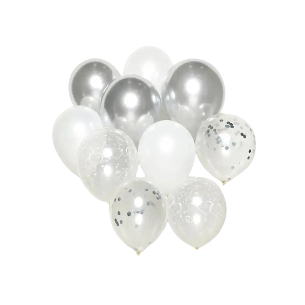 Bouquet di 10 palloncini a tema argento - Sparklers Club