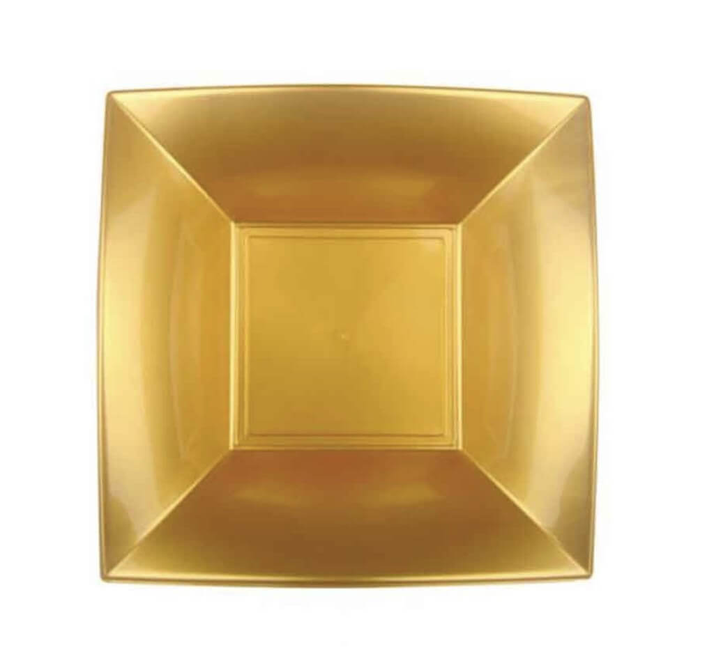 Assiette creuse carré Or 18x18cm - Lot de 12