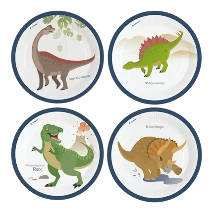 8 assiettes en papier Dinosaure ø23cm