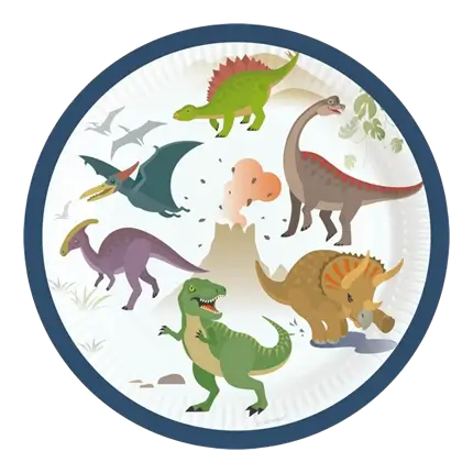 8 assiettes en papier Dinosaure