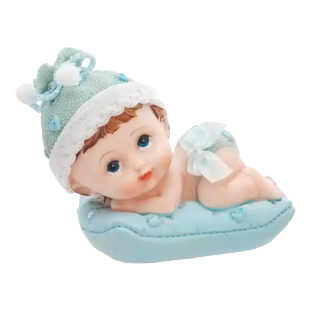 Figurine Bébé Garçon sur un coussin bleu