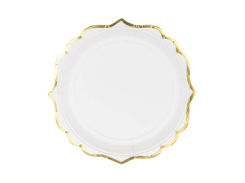 Assiette en papier blanche bord dorée (Lot de 6)