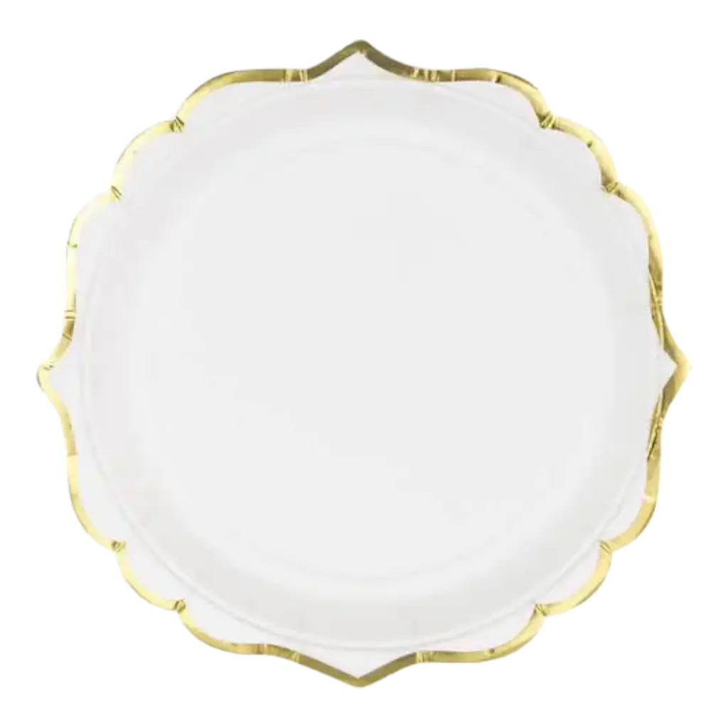 Assiette en papier blanche bord dorée (Lot de 6)