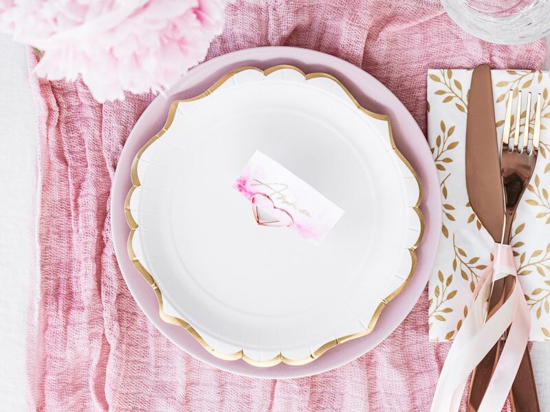 Assiette en papier blanche bord dorée (Lot de 6)
